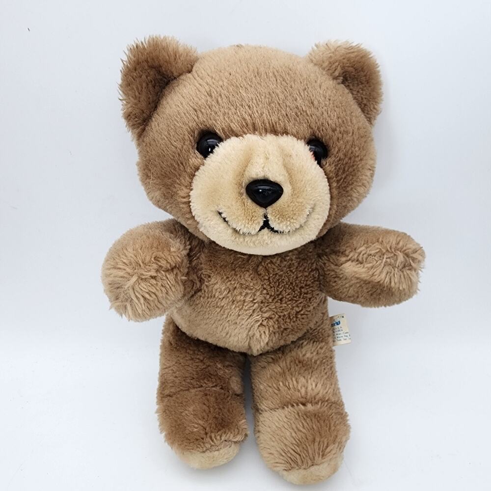 Vintage Trudy Knickerbocker Teddy Bear Plush 10" Hard Eyes Firm Body 1983